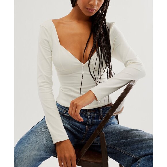 FREE PEOPLE Duo Corset Long Sleeve / Ivory - Picture 1 of 5